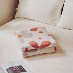 2 Pcs Flower Microfibre Knitted Sofa Blanket